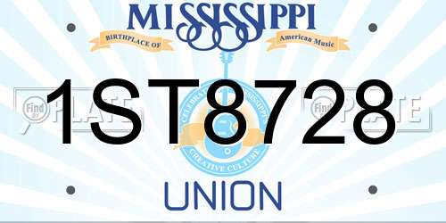 1ST8728 Mississippi License Plate