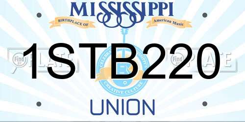 1STB220 Mississippi License Plate