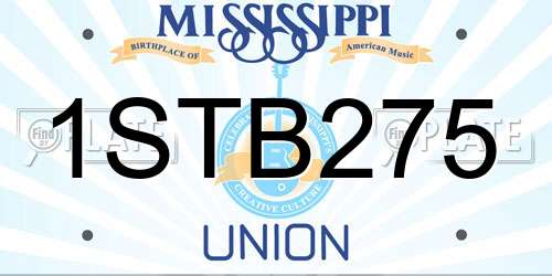 1STB275 Mississippi License Plate