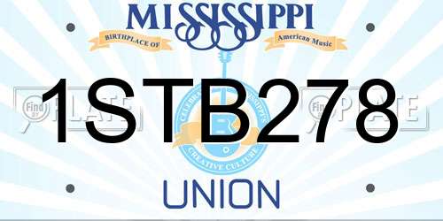1STB278 Mississippi License Plate