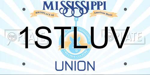 1STLUV Mississippi License Plate
