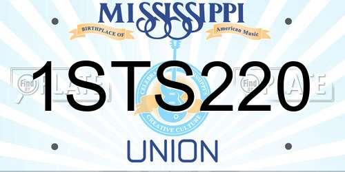 1STS220 Mississippi License Plate