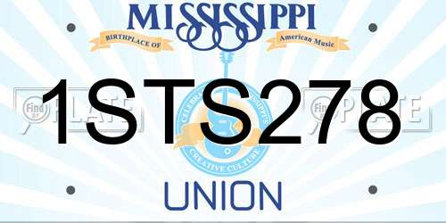 1STS278 Mississippi License Plate