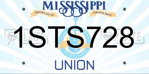 1STS728 Mississippi License Plate