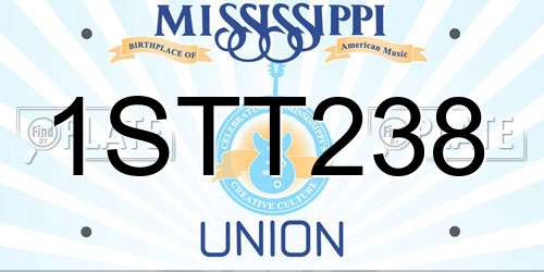 1STT238 Mississippi License Plate