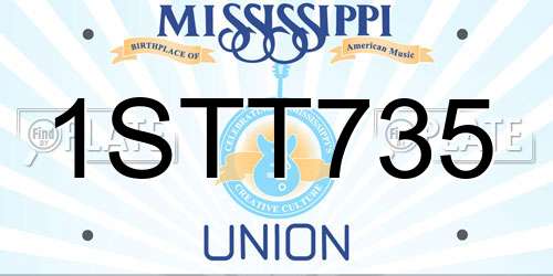 1STT735 Mississippi License Plate