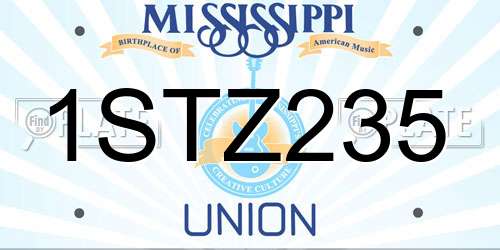 1STZ235 Mississippi License Plate