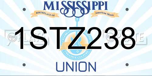 1STZ238 Mississippi License Plate