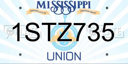 1STZ735 Mississippi License Plate