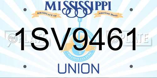 1SV9461 Mississippi License Plate