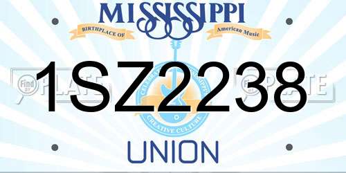 1SZ2238 Mississippi License Plate