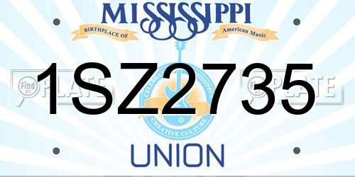 1SZ2735 Mississippi License Plate