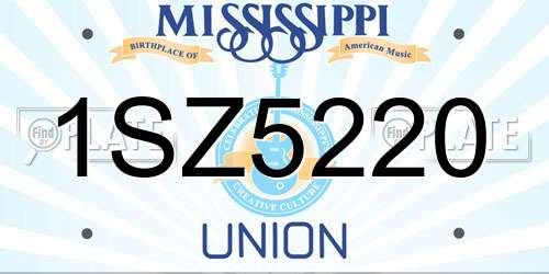 1SZ5220 Mississippi License Plate