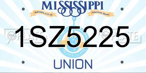 1SZ5225 Mississippi License Plate