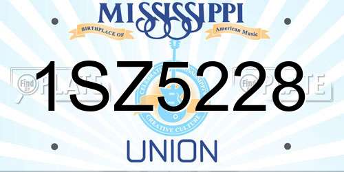 1SZ5228 Mississippi License Plate