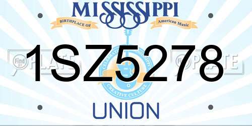 1SZ5278 Mississippi License Plate