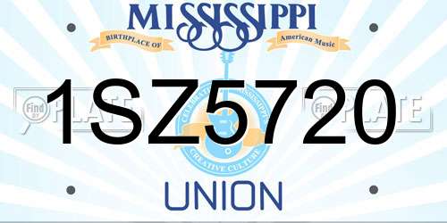 1SZ5720 Mississippi License Plate