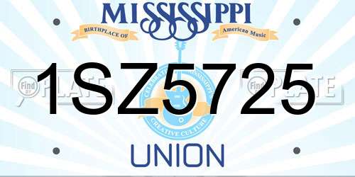 1SZ5725 Mississippi License Plate
