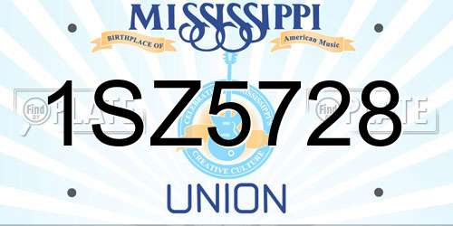 1SZ5728 Mississippi License Plate
