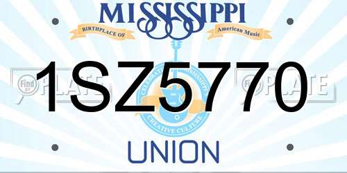 1SZ5770 Mississippi License Plate