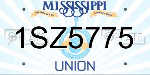 1SZ5775 Mississippi License Plate