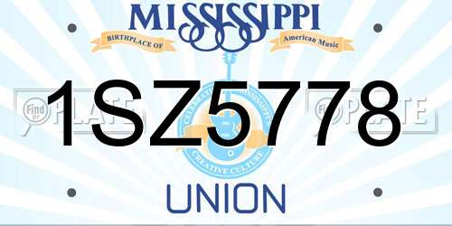1SZ5778 Mississippi License Plate