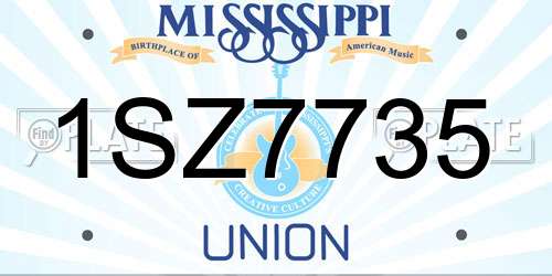 1SZ7735 Mississippi License Plate