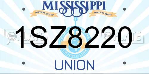 1SZ8220 Mississippi License Plate