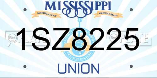 1SZ8225 Mississippi License Plate