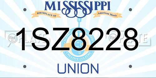 1SZ8228 Mississippi License Plate