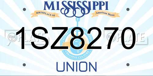 1SZ8270 Mississippi License Plate