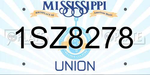 1SZ8278 Mississippi License Plate