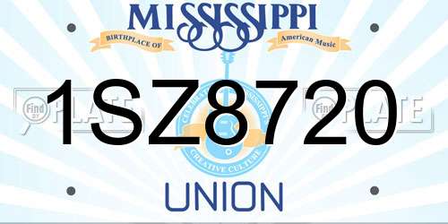 1SZ8720 Mississippi License Plate