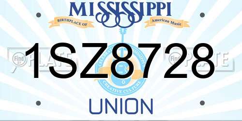1SZ8728 Mississippi License Plate