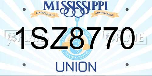 1SZ8770 Mississippi License Plate