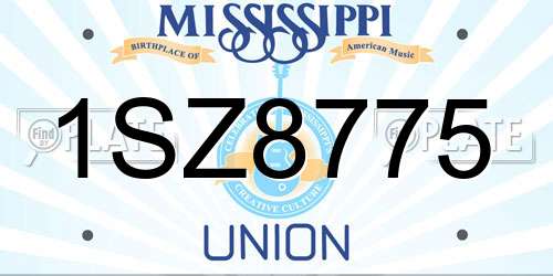 1SZ8775 Mississippi License Plate