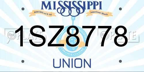 1SZ8778 Mississippi License Plate
