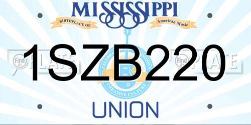 1SZB220 Mississippi License Plate
