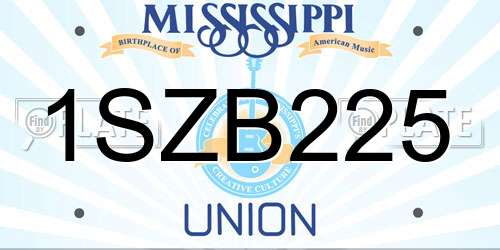 1SZB225 Mississippi License Plate