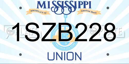 1SZB228 Mississippi License Plate