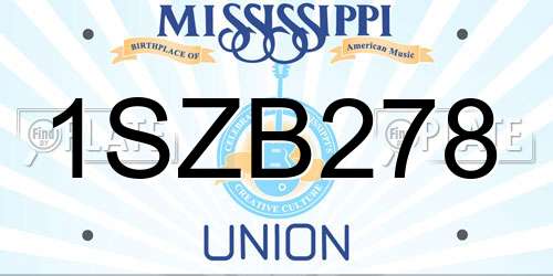 1SZB278 Mississippi License Plate