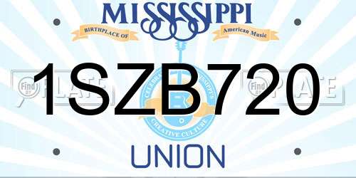 1SZB720 Mississippi License Plate