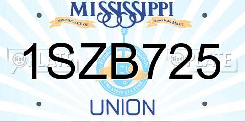 1SZB725 Mississippi License Plate