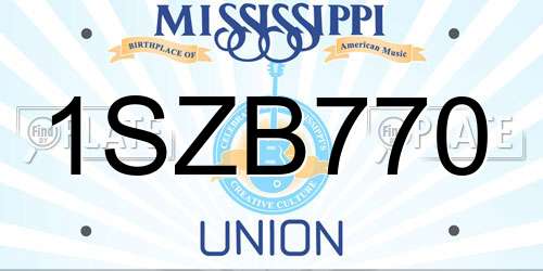 1SZB770 Mississippi License Plate