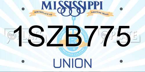 1SZB775 Mississippi License Plate