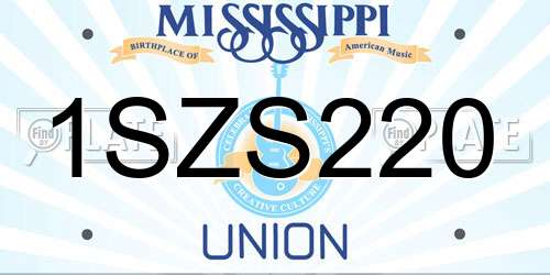1SZS220 Mississippi License Plate