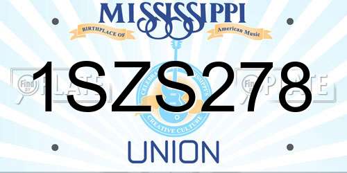 1SZS278 Mississippi License Plate