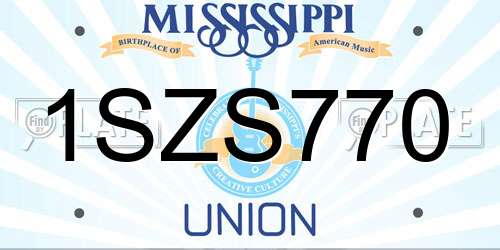 1SZS770 Mississippi License Plate