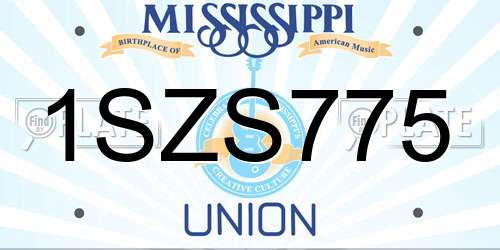 1SZS775 Mississippi License Plate
