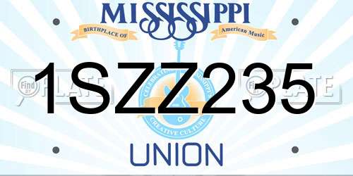 1SZZ235 Mississippi License Plate
